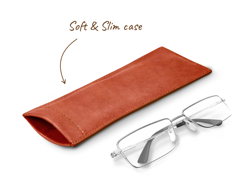 LUCRIN Geneva Pouch for Foldable Glasses - Tan - Smooth Leather